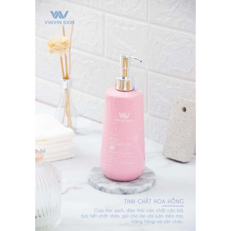 SỮA TẮM DƯỠNG TRẮNG DA HÀN QUỐC CHIẾT XUẤT HOA HỒNG - VINVIN SKIN TRẮNG HỒNG TỪ BÊN TRONG, NGĂN NGỪA LÃO HÓ