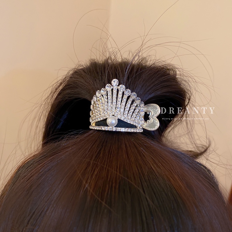 Kẹp Tóc Hình Vương Miện Đính Ngọc Trai Thời Trang Hàn Quốc