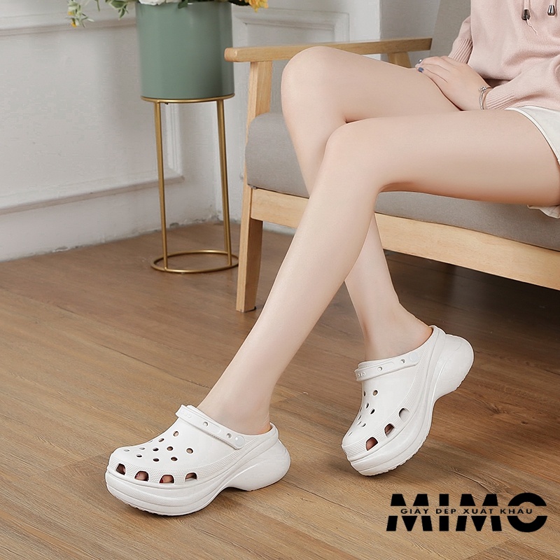 Dép Sục Classic Bae Clog màu trắng cao 8p, kiểu dáng thời trang cho nữ