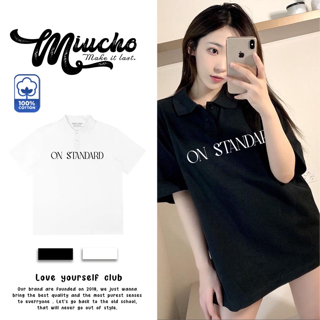 Áo polo nữ form rộng, áo thun polo nữ có cổ đẹp chất cotton form unisex PL005 Miucho basic