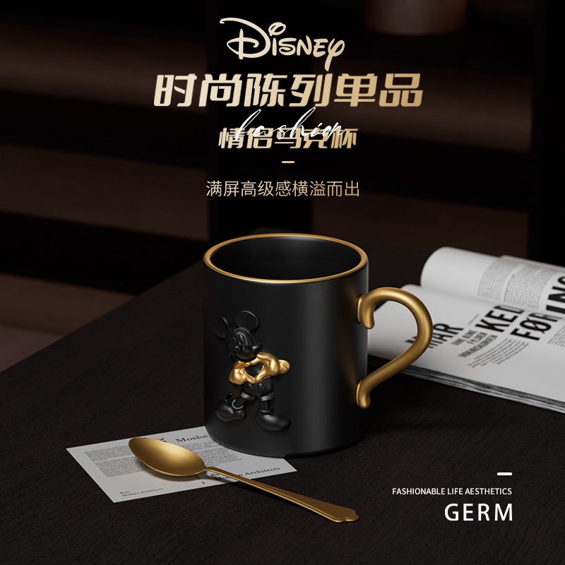 APIYOO Mickey Cốc Gốm Dập Nổi Chính Hãng Disney Miệng Rộng Chịu Nhiệt Độ Cao Thủ Công Kết Cấu Cứng Cấp Thực Phẩm An Toàn Dễ Lau Chùi