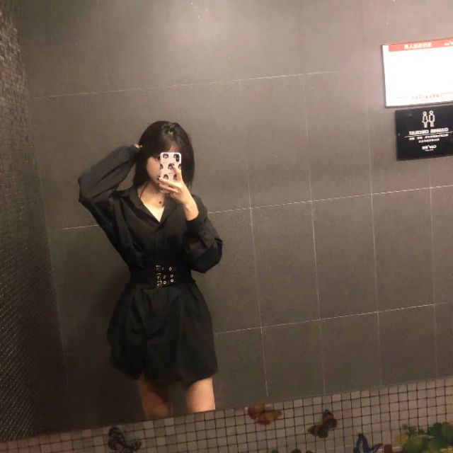 Váy đầm sơ mi freesize kèm đai lưng  3 khóa thời trang