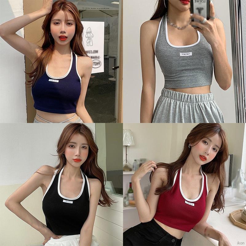 Áo croptop dệt kim hoạ tiết chữ thiết kế quyến rũ