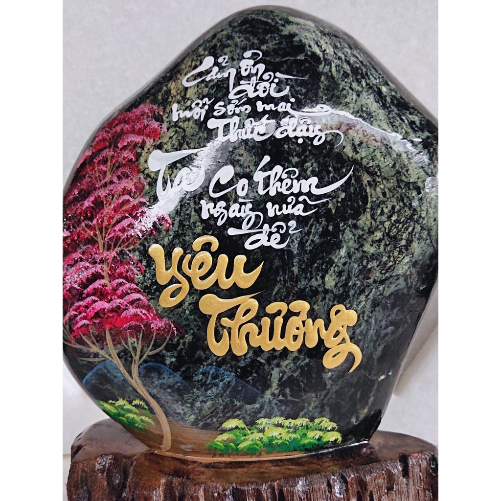 Thư pháp trên đá đa sắc 💯% tự nhiên.﻿, viết chữ thư pháp theo yêu cầu của khách hàng