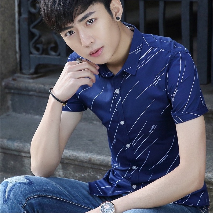 Áo sơ mi nam ngắn tay ❤️ áo sơ mi nam cộc tay họa tiết sao băng thời trang Erina cao cấp