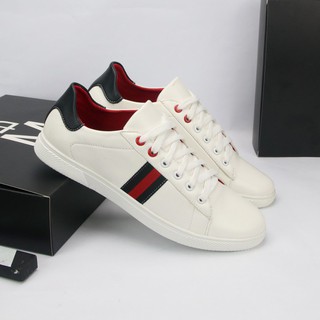 Giày sneaker nam trắng 3 sọc đen đỏ TS283 Tronshop