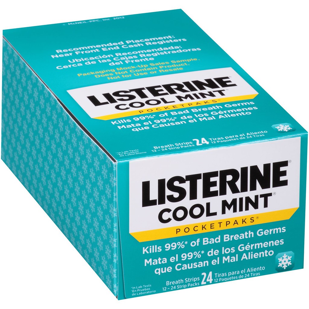 Miếng ngậm thơm miệng Listerine PocketPaks Breath strips Cool Mint - 24 miếng