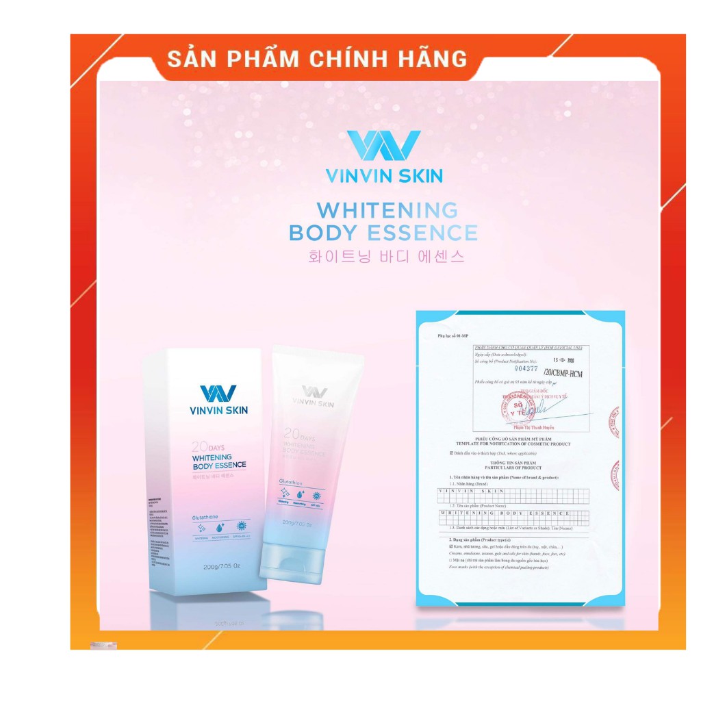 ✔️ 𝗖𝗛𝗜́𝗡𝗛 𝗛𝗔̃𝗡𝗚│Kem Body dưỡng trắng toàn thân VinVin Skin, bật tone sau 7 ngày sử dụng, trắng sáng mịn màng. | BigBuy360 - bigbuy360.vn