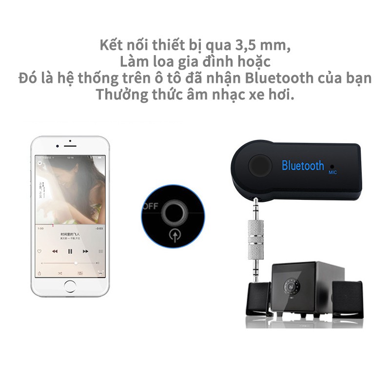 Đầu thu tín hiệu Bluetooth 3.5mm chuyển đổi tín hiệu Bluetooth 4.0 cho xe hơi