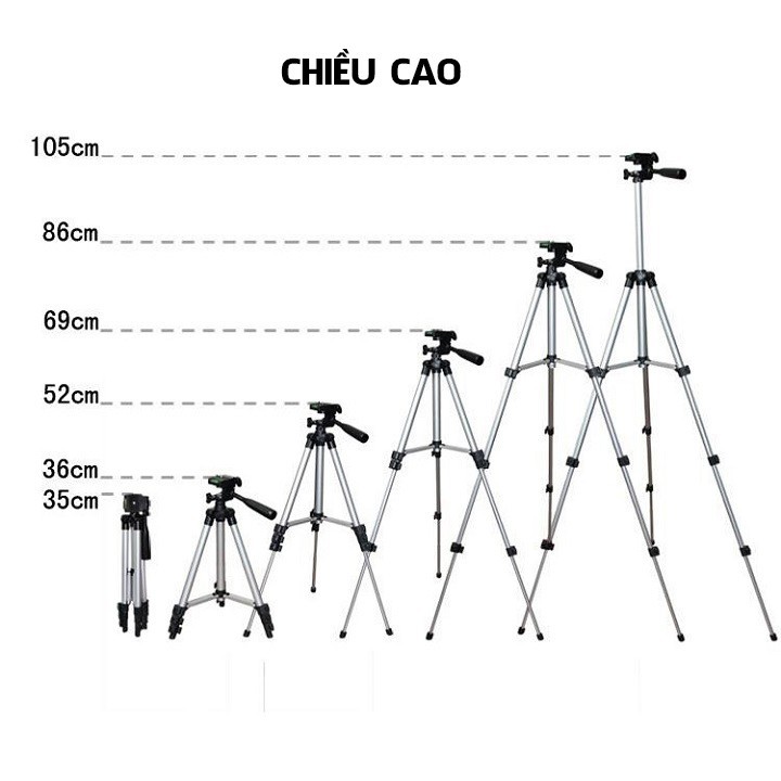 Giá đỡ chụp ảnh 3 chân có thể kéo dài có thể diều chỉnh góc độ chụp tùy ý muốn rất tiện dụngTRIPOD 3110