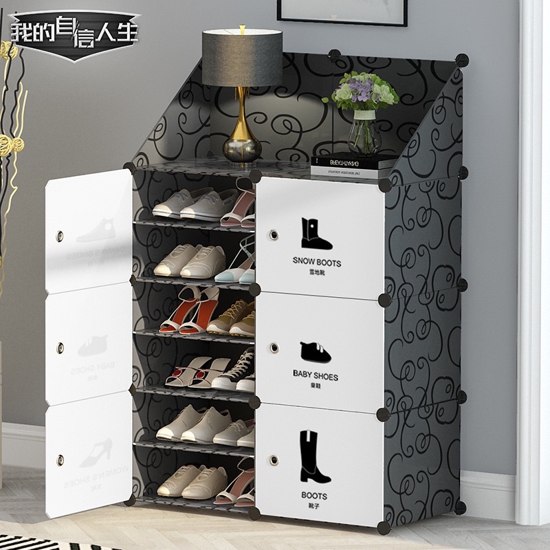 Kệ Tủ nhựa để giầy dép kiểu mới 6 ô 12 ngăn kèm 2 kệ góc để đồ. Để 24 đôi