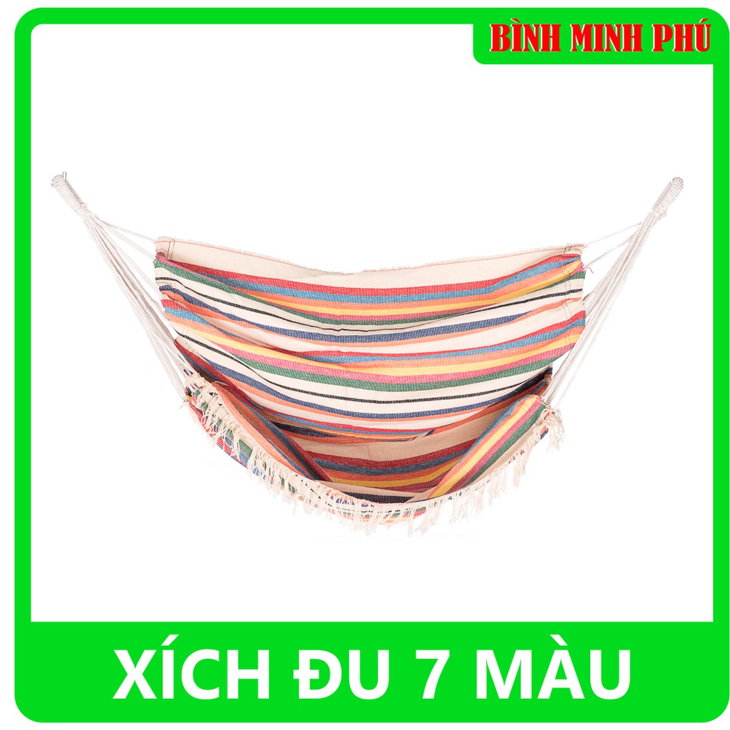 XÍCH ĐU VẢI COTTON MINH PHÚ CỦA BỘ SẢN PHẨM VÕNG XẾP ĐA NĂNG MINH PHÚ 4 TRONG 1 - MÀU: SỌC 7 MÀU, MÃ XICHDU1