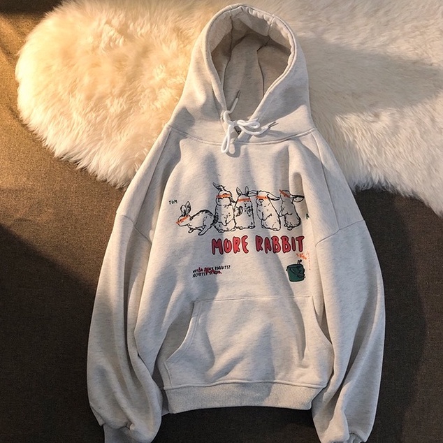 Áo hoodie nữ ZHELIHANGFEI tay dài in hình thỏ thời trang