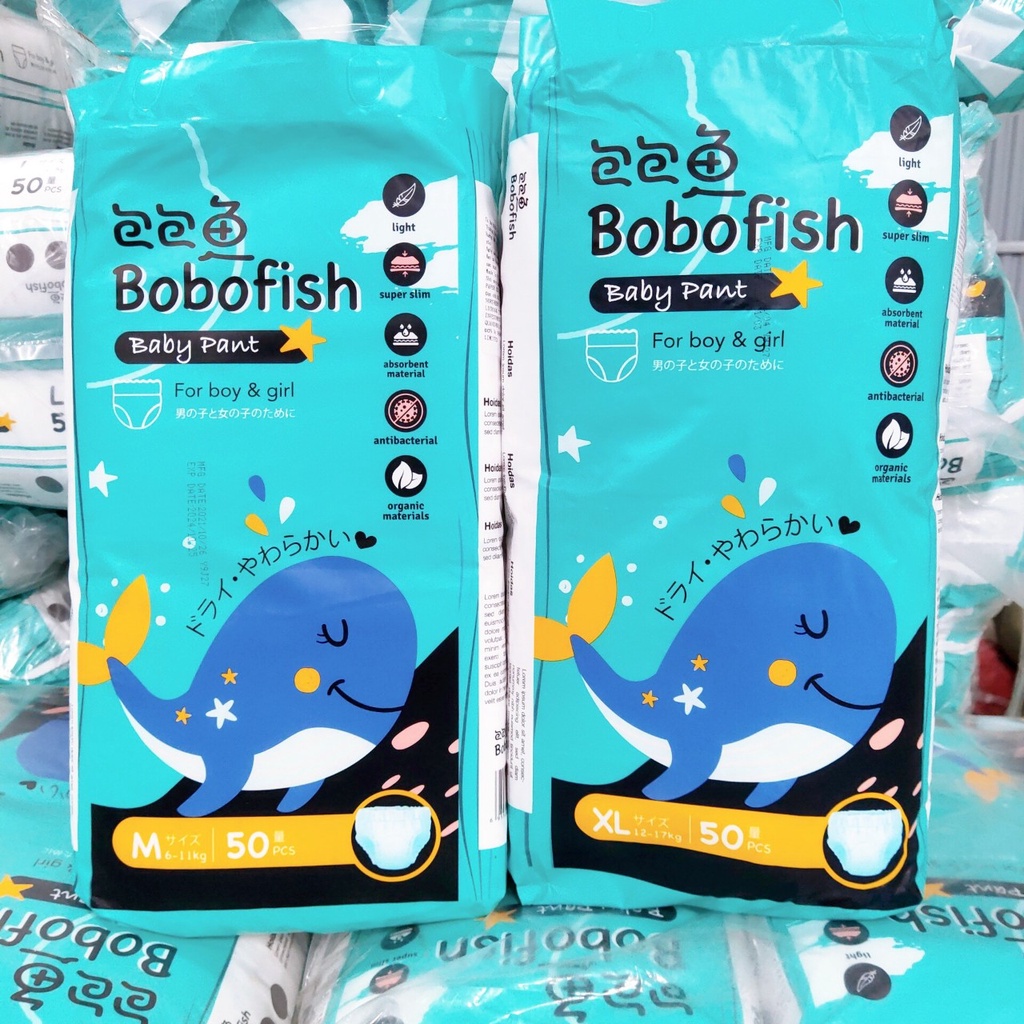 Bỉm Bobofish Cá Heo Bo Mông Cao Cấp S50/M50/L50/Xl50/XXL50/XXXL5