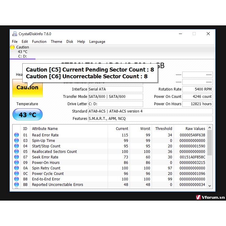 Ổ Cứng HDD Máy tính PC chuẩn SATA 250Gb Caution Kĩ Thuật