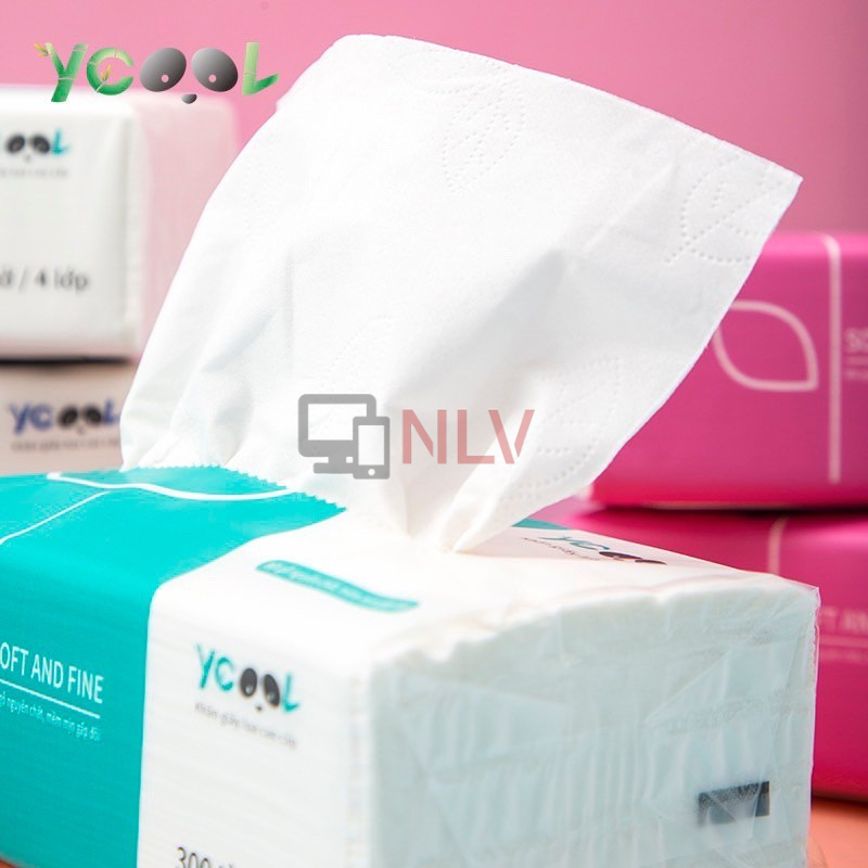 Khăn Giấy Lụa Cao Cấp YCOOL thùng 24 gói/300 tờ/4 lớp /Khăn Giấy Rút Thích Hợp Cho Mẹ Và Bé ( Nhiều Màu )
