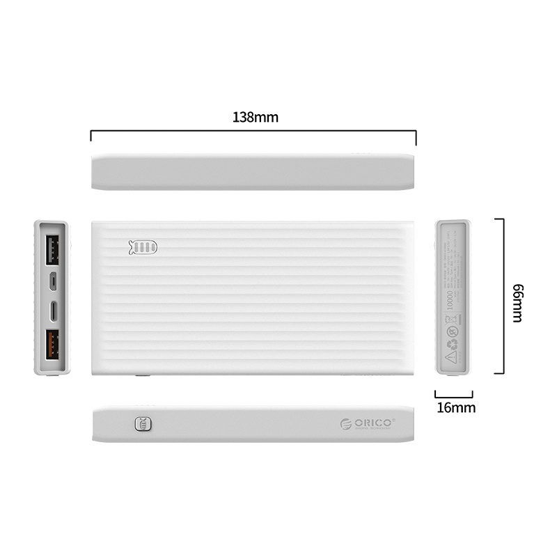 Pin Sạc dự phòng Polymer 10,000mAh QC 3.0/QC 2.0/Type C ORICO K10000 - Nhà Phân Phối Chính Hãng