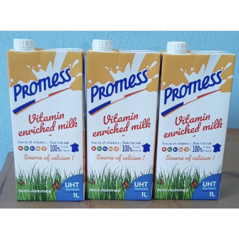 Thùng 6 hộp Sữa ít béo Vitamin Promess - Pháp ( 1 hộp/1L )