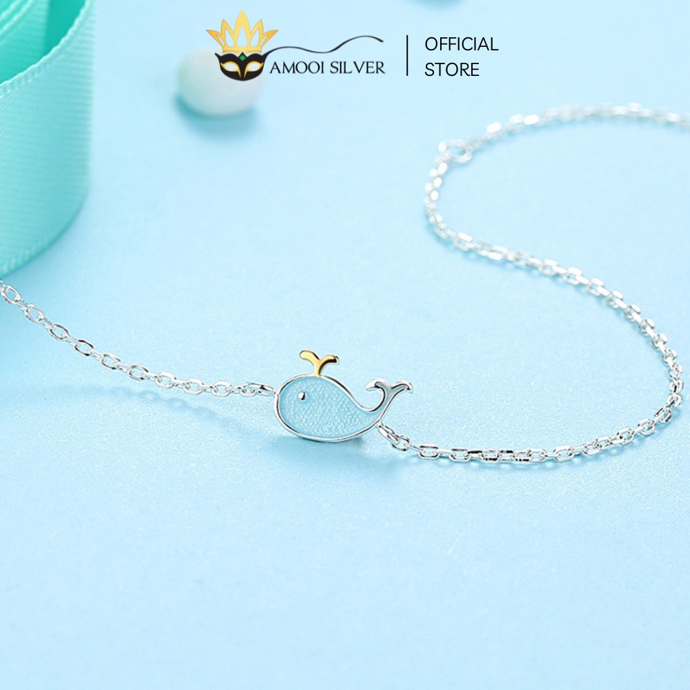 Lắc Tay Bạc S925 Mẫu Cá Voi Biển Xanh Xinh Xắn Thanh Lịch - Amooi Silver AT06