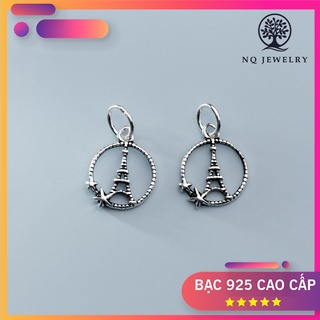Charm bạc hình tròn chứa tháp treo