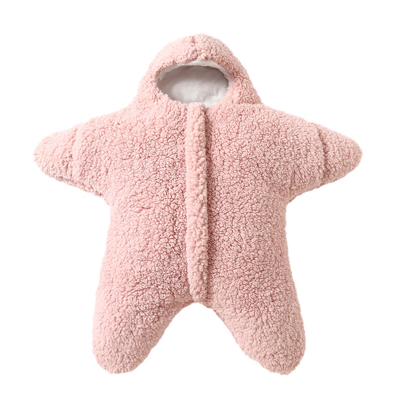 Túi Ngủ Liền Thân Bằng Vải cashmere Dày Dặn Màu Trơn Hình Ngôi Sao Chống Bắt Đầu Cho Bé Sơ Sinh