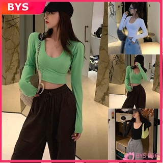 Áo Thun Nữ Tay Dài Cổ Chữ U Thời Trang Quyến Rũ