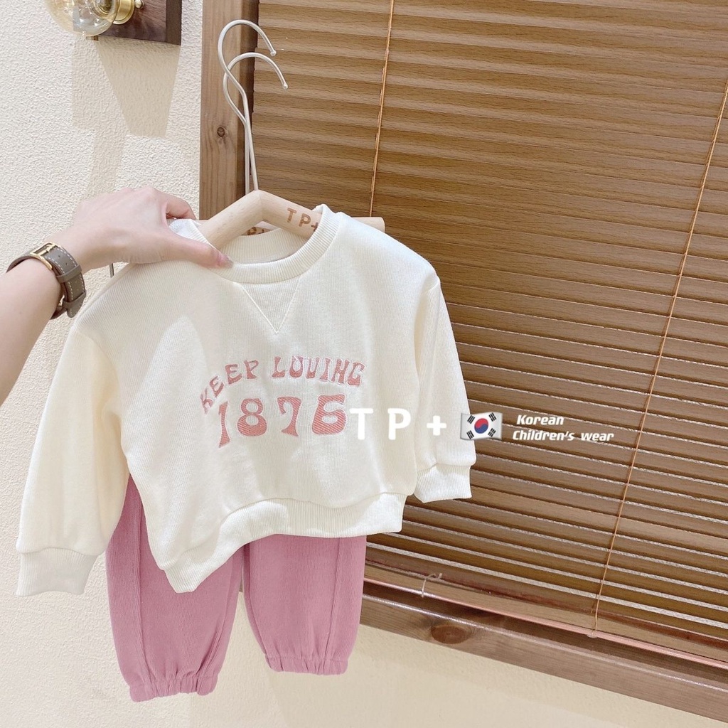 Áo Nỉ Dài Tay In Chữ Phong Cách Hàn Quốc Cho Bé Gái