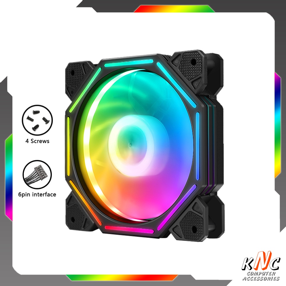 Quạt Tản Nhiệt Fan Led RGB V5 Kích Thước 12cm 6Pin Đồng Bộ Mainboard - Hub Coolmoon Tomato Xigmatek VSP