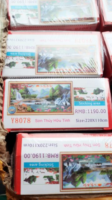 Tranh đính đá phong cảnh lưu thủy sinh tài 160x70-2mx90-220x110cm khổ lớn | BigBuy360 - bigbuy360.vn