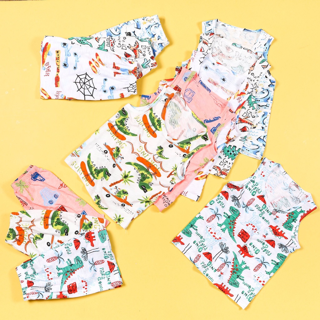 Bộ sát nách Bigbaby, bộ sát nách sợi tre xuất hàn 100% cotton seesoo mỏng mát cho bé 11-32KG