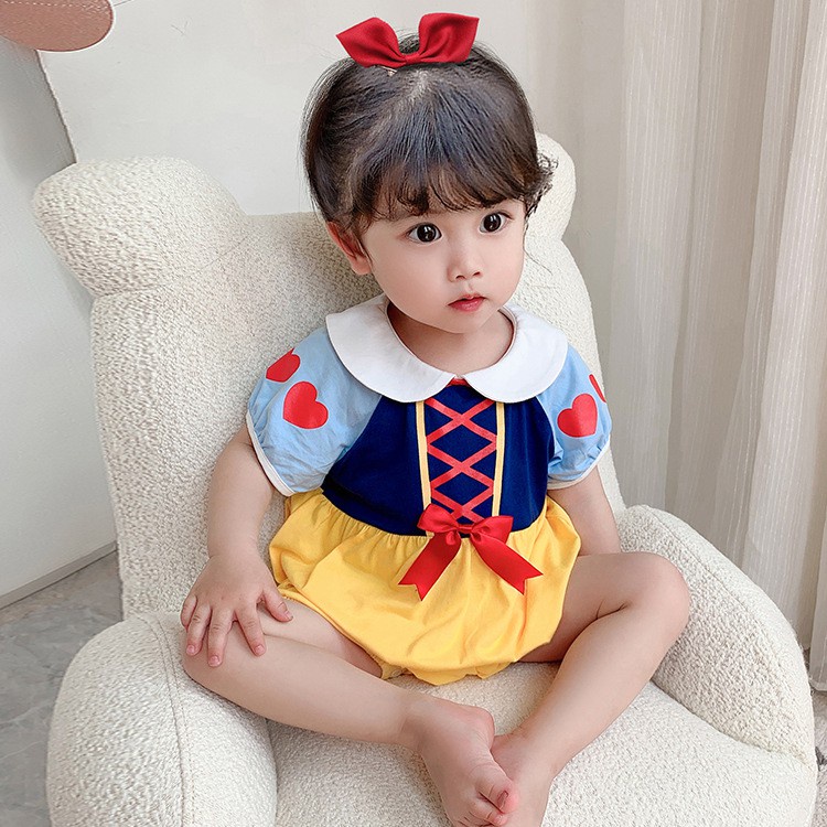 Áo Liền Quần Tay Ngắn Bằng Cotton In Hoa Dành Cho Bé Gái Sơ Sinh 0884