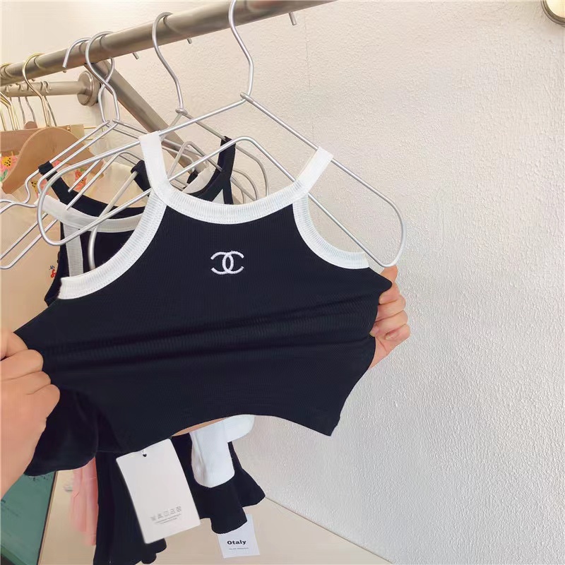 Áo Hai Dây Không Tay Chất Liệu Cotton Thời Trang Mùa Hè Dành Cho Bé Gái