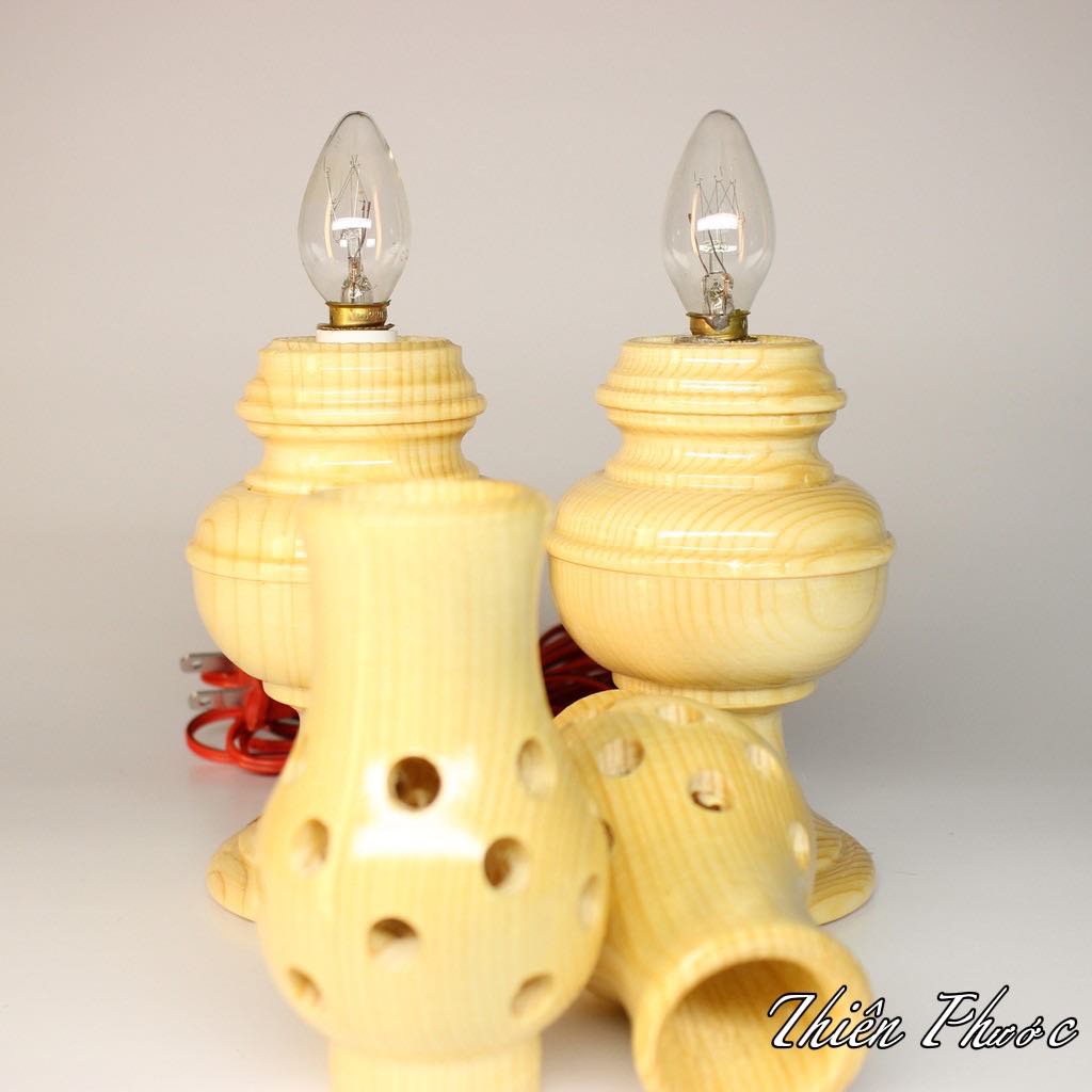 Đèn Công Giáo - Đèn Gỗ Điện Bàn Thờ Công Giáo 19cm