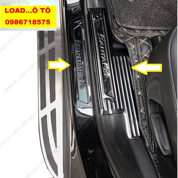 Ốp Bậc Cửa, Nẹp Bước Chân Xe Santafe 2022-2019 Chất Liệu Titan Cao Cấp, Có Sẵn Keo Dán 3M
