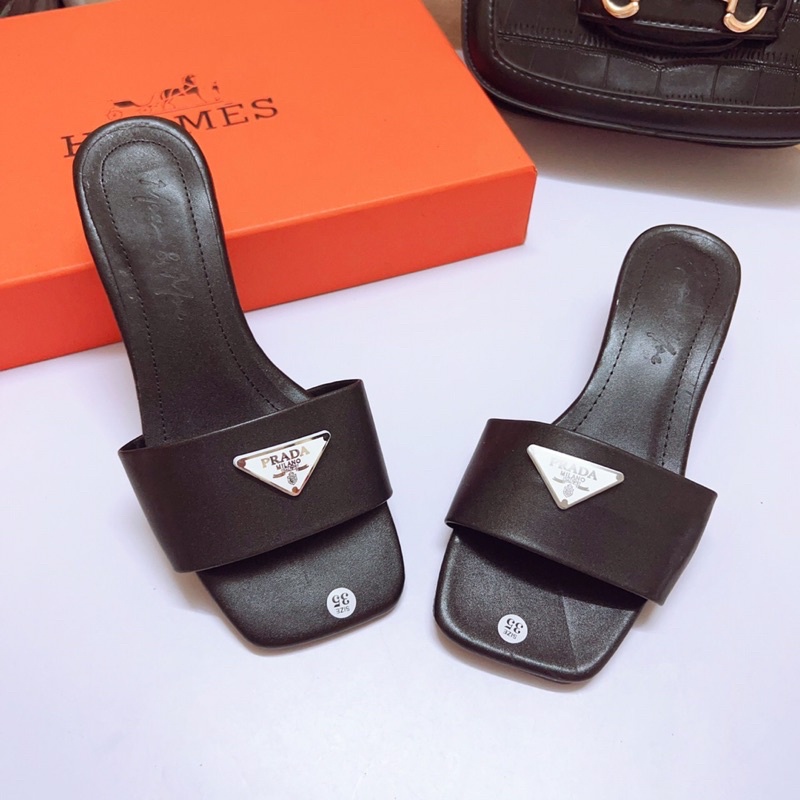 Guốc quai ngang tag Prrada gót vuông 4p dễ đi