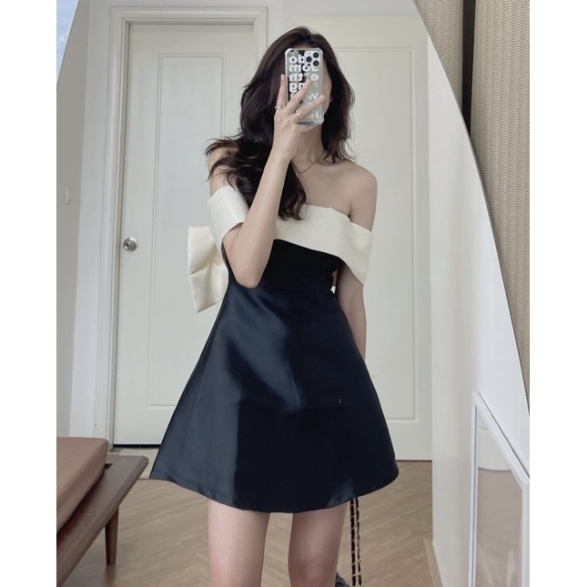 VÁY-ĐẦM TACTA NƠ LƯNG TRỄ VAI “sunny dress” tiểu thư