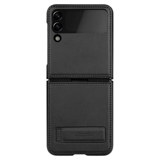 Case bao da chống sốc Nillkin Qin Vegan cho Samsung Galaxy Z Flip 3 / Z Flip 4 (chân chống giá đỡ) - hàng nhập khẩu