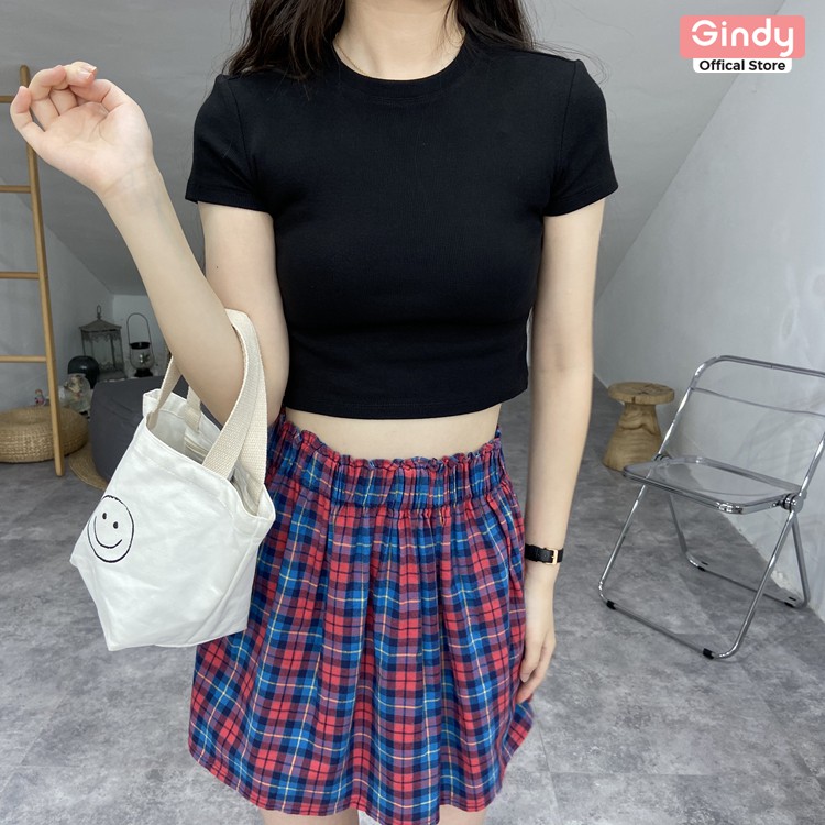 Áo croptop nữ thương hiệu GINDY kiểu ôm body co giãn phong cách trẻ trung A7003