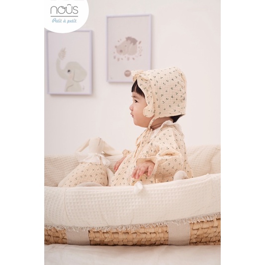 Nous body- Set body cộc kèm mũ họa tiết xanh lá Nous cho bé gái