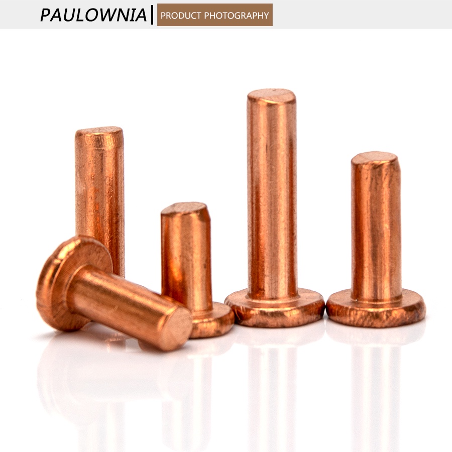 Đồng thau Đầu phẳng Đinh tán M1.5 M2 M2.5 Đồng đinh tán chắc chắn Chốt Bu lông Chiều dài 3mm-16mm