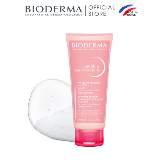 Bộ đôi gel rửa mặt và kem chống nắng cho da nhạy cảm Bioderma Sensibio gel moussant 100ml và Photoderm Aquafluide 40ml