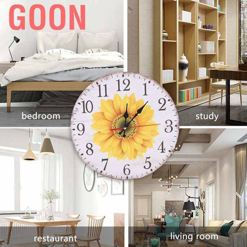 GOON Đồng Hồ Treo Tường 30cm Họa Tiết Hoa Dùng Trang Trí Phòng Khách / Phòng Ngủ / Văn Phòng