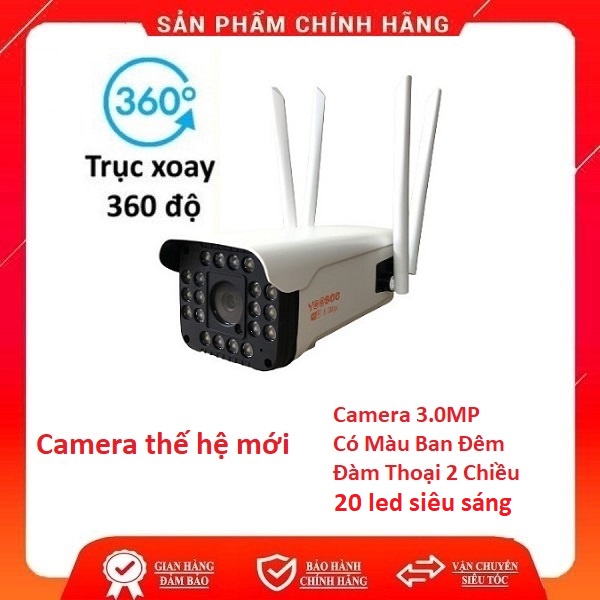 Camera yoosee ngoài trời 4 râu Xoay 3.0MP thế hệ mới, 20 đèn chiếu sáng, đàm thoại 2 chiều, có màu ban đêm