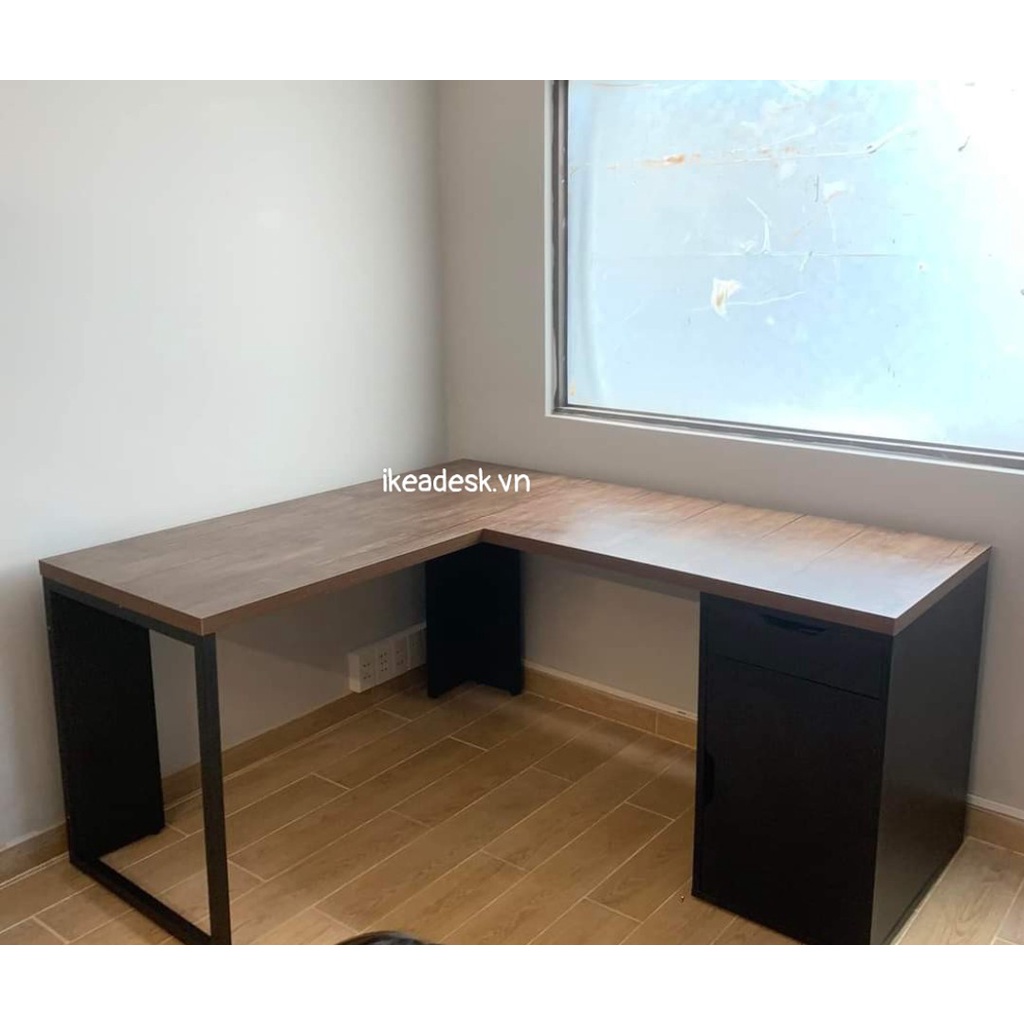 Bàn Ikea chữ L 1 hộc tủ