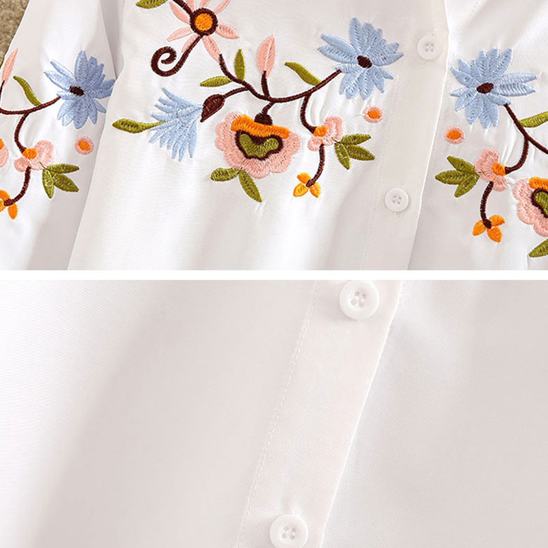 Áo blouse Nữ Tay Dài Thêu Hoa