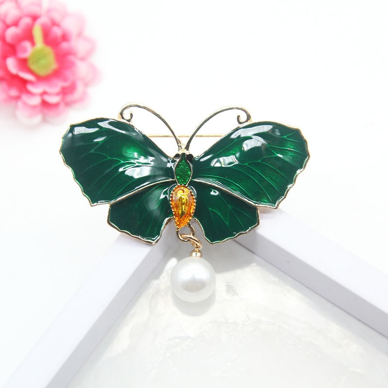 Ghim cài áo hình con bướm đính ngọc trai giả thời trang cho nữ