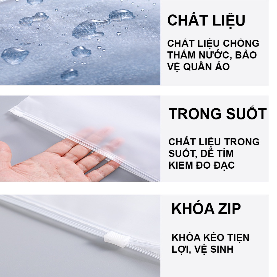 Túi Zip Trong Suốt Đựng Quần Áo, Đồ Lót, Vật Dụng Cá Nhân Đa Năng, Tiện Dụng M010