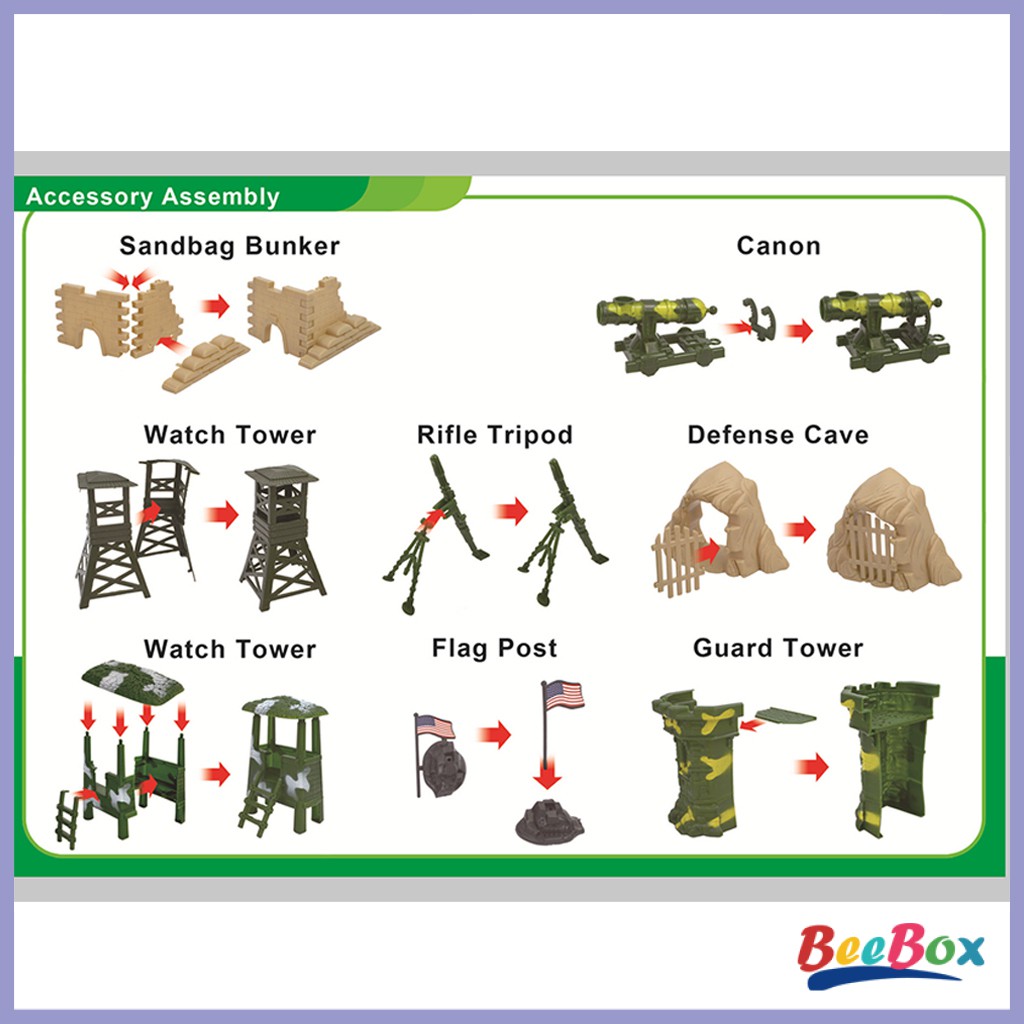 Set 90 Mô Hình Đồ Chơi Quân Đội BeeBox 5cm Bằng Nhựa