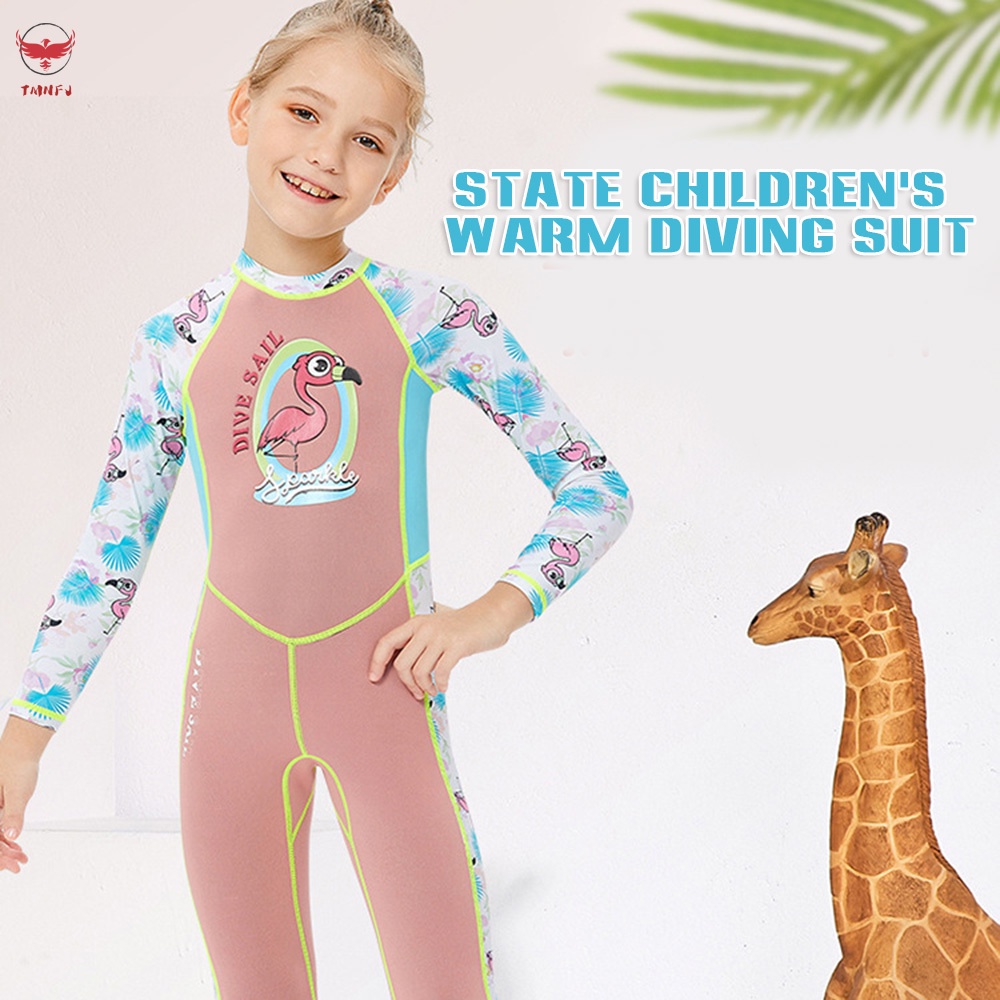 Bộ Đồ Bơi Lặn Tay Dài Có Khóa Kéo Sau Lưng Chất Liệu Cao Su Tổng Hợp Giữ Nhiệt Dành Cho Bé