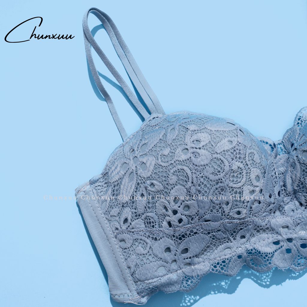Áo ngực nữ phối ren mềm mại CHUNXUU, có lỗ thông hơi, đệm kép hình bàn tay nâng đẩy ngực- AV13